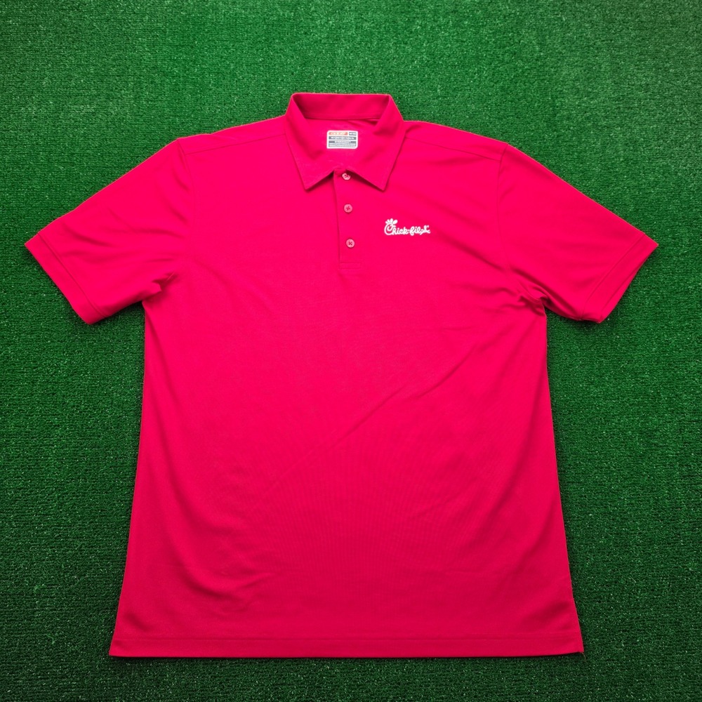Chick-Fila Employee Polo Shirt Mens‎ Large Red Hydrovent Uniform Work Wear